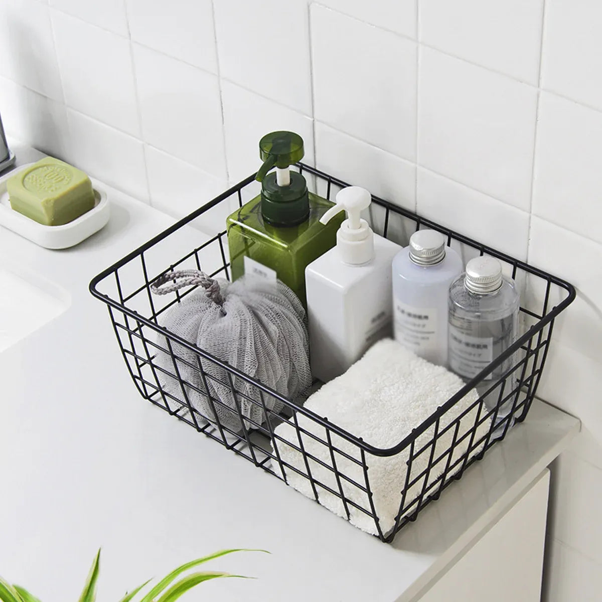 2pcs Wire Storage Basket Durable Metal Kitchen Cabinet Pantry Office Organiser V528-STORAGE-BASKET-2PCS-448265