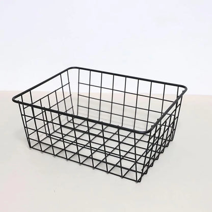 2pcs Wire Storage Basket Durable Metal Kitchen Cabinet Pantry Office Organiser V528-STORAGE-BASKET-2PCS-448265