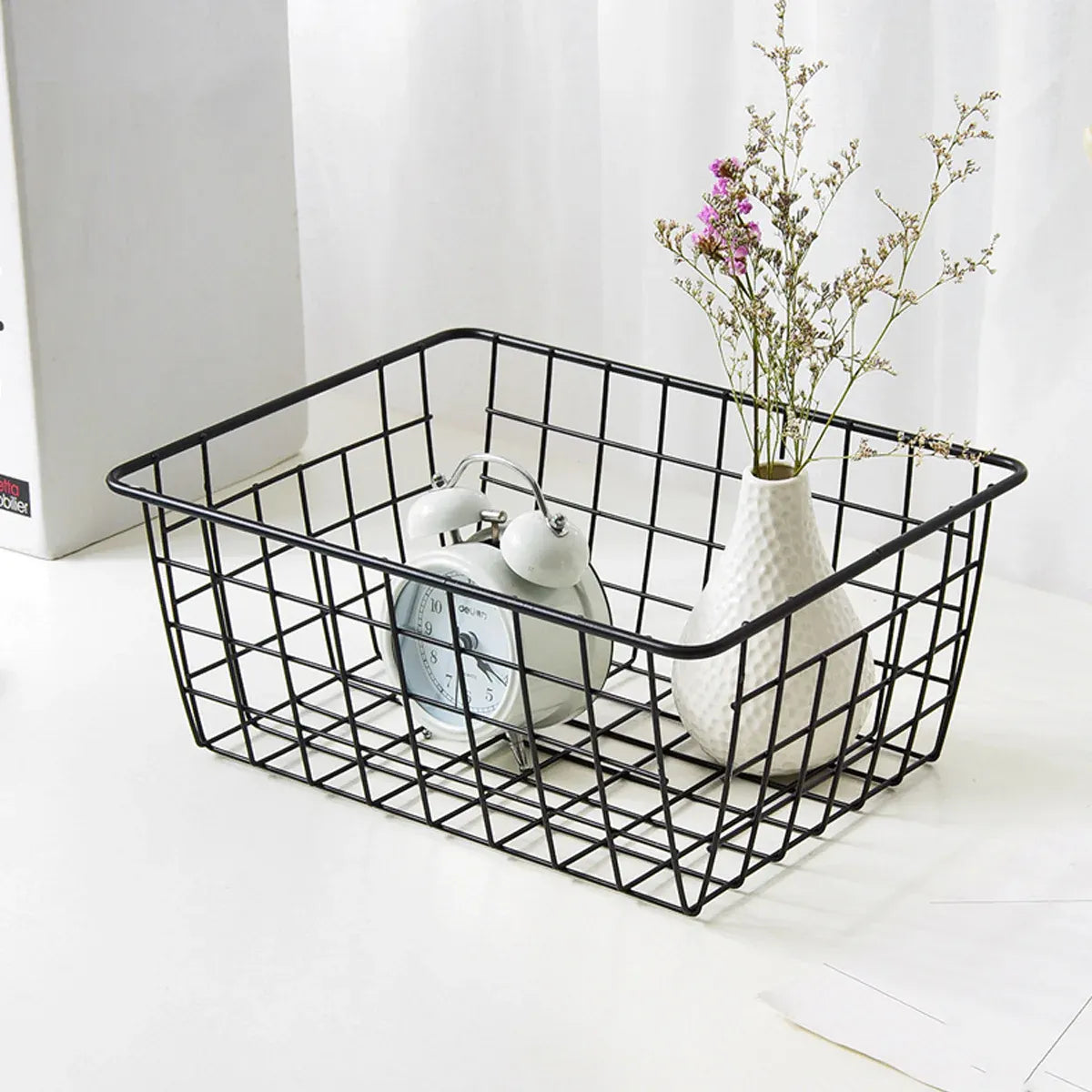 2pcs Wire Storage Basket Durable Metal Kitchen Cabinet Pantry Office Organiser V528-STORAGE-BASKET-2PCS-448265