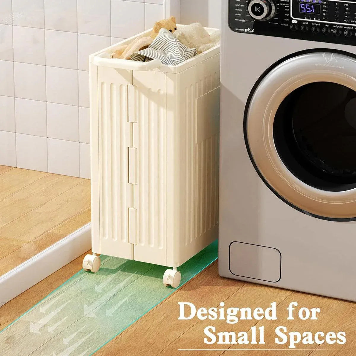 Fitness Storage Basket Organizer Tube with Wheeled Basket for Home Use and Gym V528-STORAGE-BASKET-BEIGE-514463
