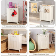 Fitness Storage Basket Organizer Tube with Wheeled Basket for Home Use and Gym V528-STORAGE-BASKET-BEIGE-514463