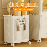 Fitness Storage Basket Organizer Tube with Wheeled Basket for Home Use and Gym V528-STORAGE-BASKET-BEIGE-514463