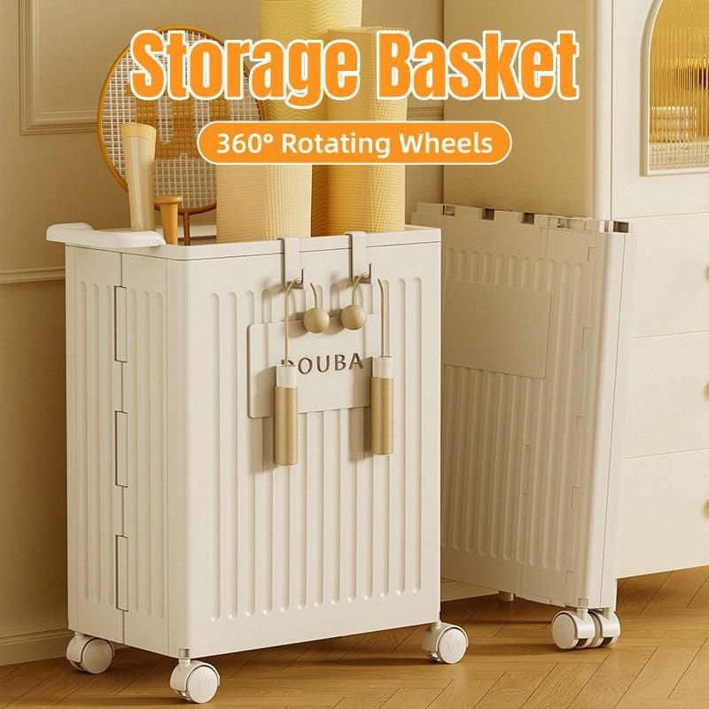 Fitness Storage Basket Organizer Tube with Wheeled Basket for Home Use and Gym V528-STORAGE-BASKET-BEIGE-514463