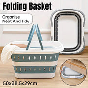 Large Folding Laundry Basket Plastic Dirty Clothes Hamper Blue Bathroom Storage - Blue V528-STORAGE-BASKET-BLUE-161548