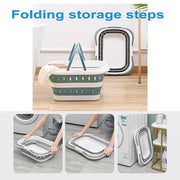 Large Folding Laundry Basket Plastic Dirty Clothes Hamper Blue Bathroom Storage - Blue V528-STORAGE-BASKET-BLUE-161548