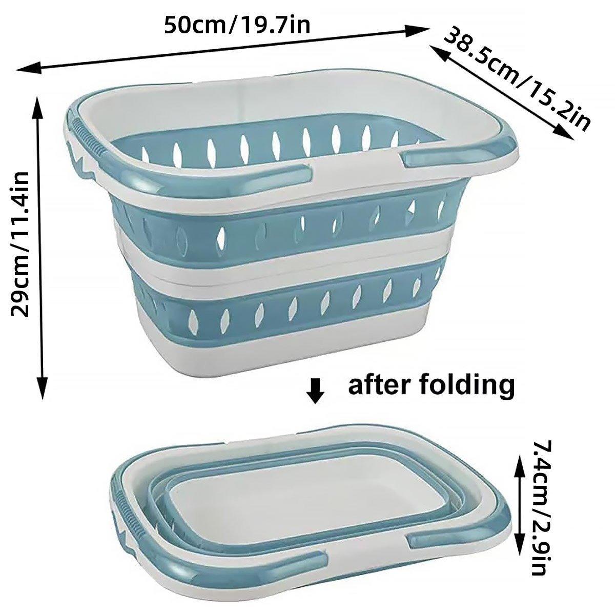 Large Folding Laundry Basket Plastic Dirty Clothes Hamper Blue Bathroom Storage - Grey V528-STORAGE-BASKET-GREY-130886