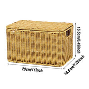 Storage Box Bedroom Organizer Faux Rattan Woven Basket with Lid Home V528-STORAGE-BASKET-S-917450