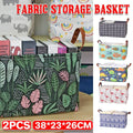 2pcs Foldable Cotton Linen Storage Baskets Home Organizer Box Office Supplies - Waterweed V528-STORAGE-BASKET-SC-602745