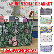 2pcs Foldable Cotton Linen Storage Baskets Home Organizer Box Office Supplies - Waterweed V528-STORAGE-BASKET-SC-602745