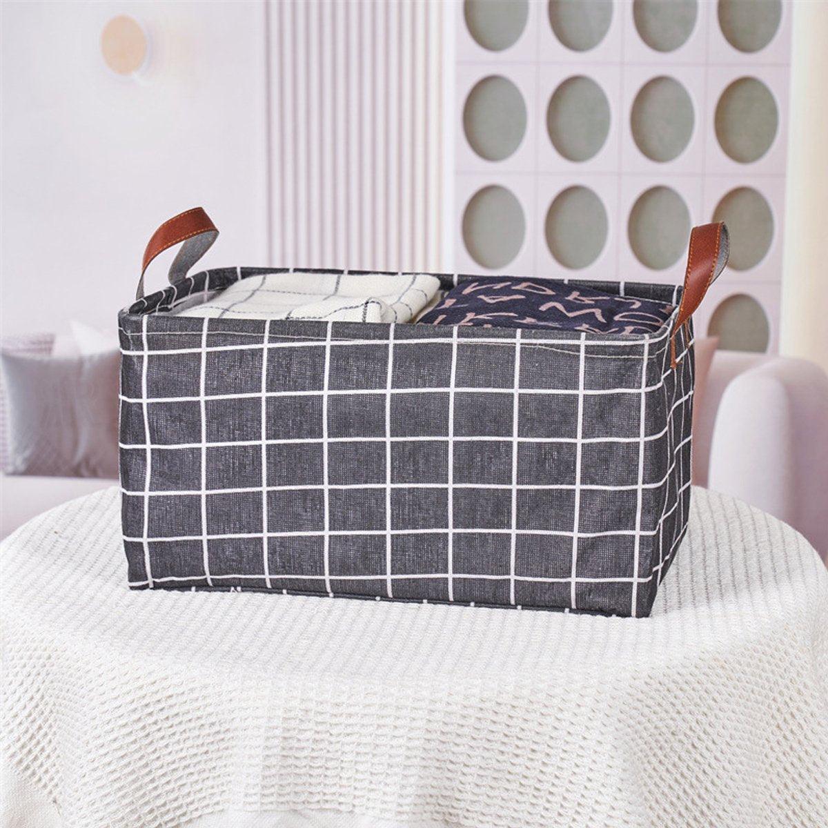 2pcs Foldable Cotton Linen Storage Baskets Home Organizer Box Office Supplies - Waterweed V528-STORAGE-BASKET-SC-602745
