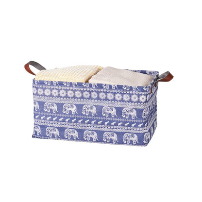 2pcs Foldable Cotton Linen Storage Baskets Home Organizer Box Office Supplies - Waterweed V528-STORAGE-BASKET-SC-602745
