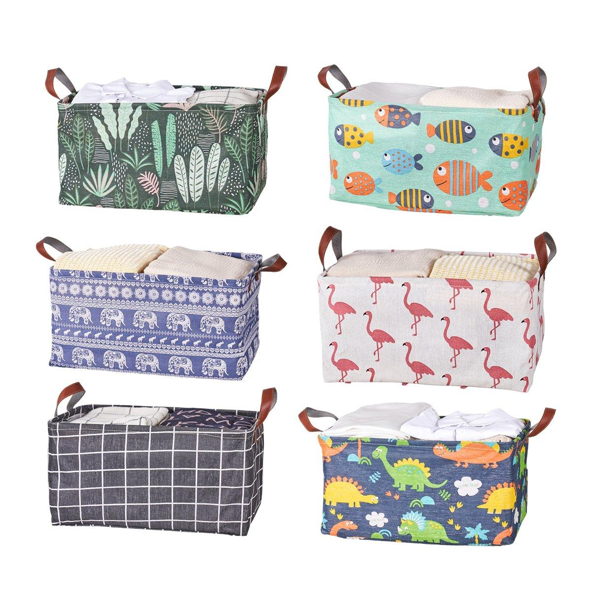 2pcs Foldable Cotton Linen Storage Baskets Home Organizer Box Office Supplies - Fish V528-STORAGE-BASKET-Y-890475