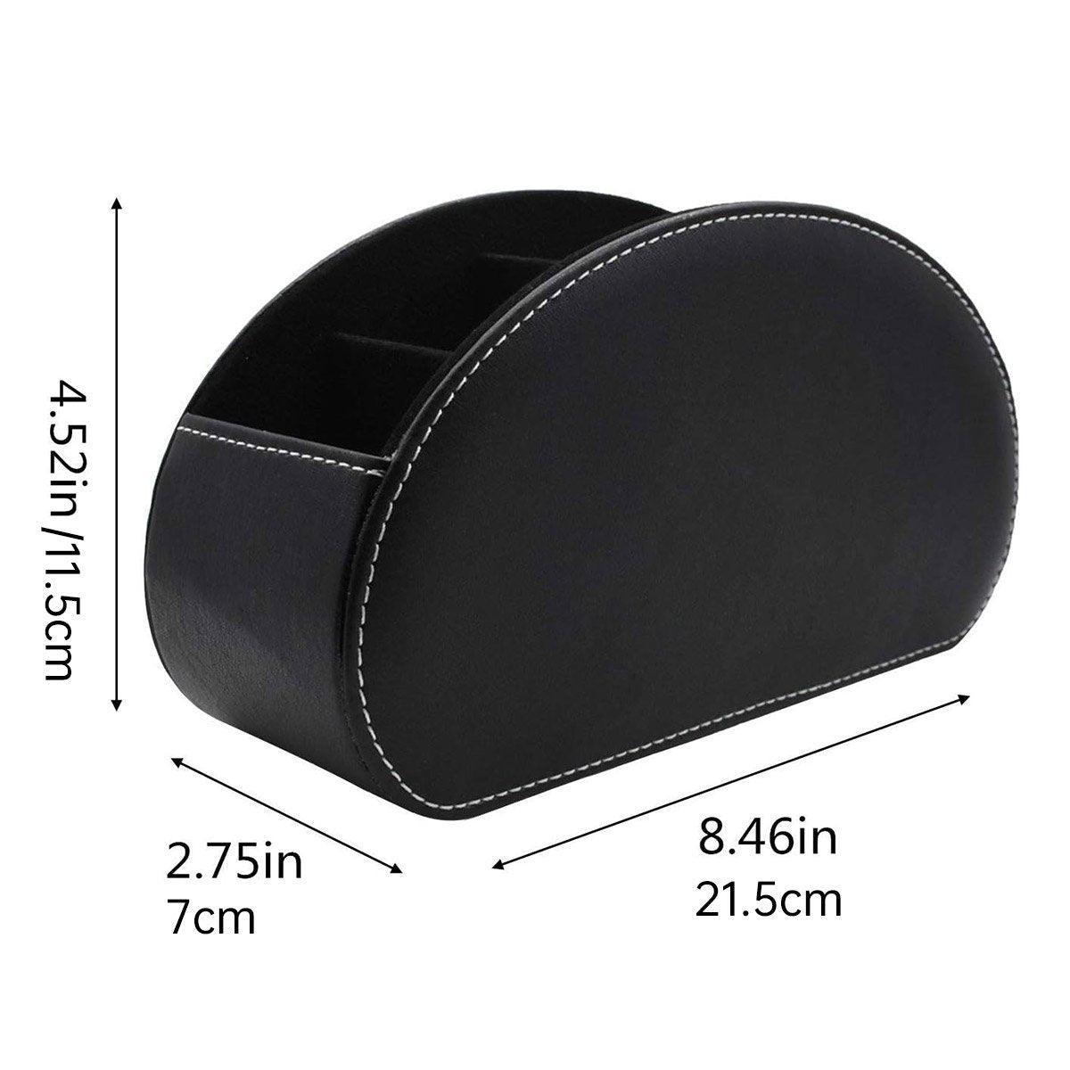 PU Leather Desktop Organiser Remote Control Office Cosmetic Storage Box Holder V528-STORAGE-BLACK-346459