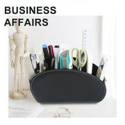 PU Leather Desktop Organiser Remote Control Office Cosmetic Storage Box Holder V528-STORAGE-BLACK-346459