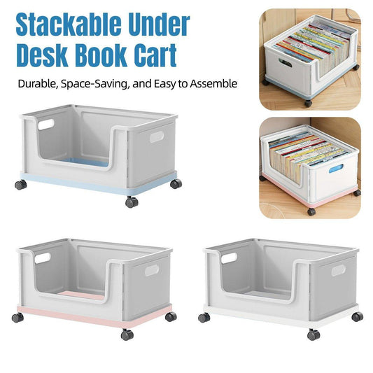 Under Desk Book Storage Box with Wheels Movable Classroom Student Organiser Rack - Blue V528-STORAGE-BLUE-744055