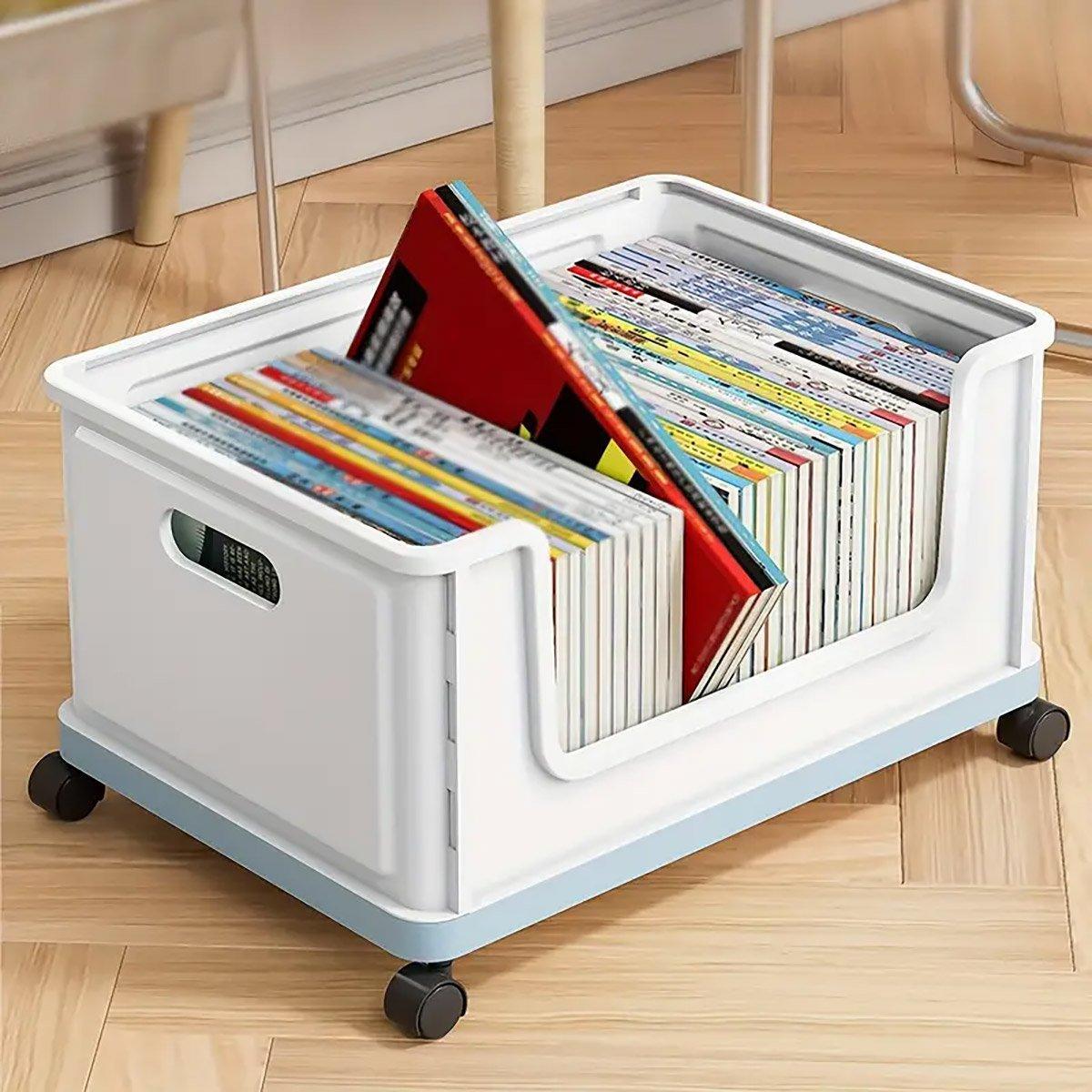 Under Desk Book Storage Box with Wheels Movable Classroom Student Organiser Rack - Blue V528-STORAGE-BLUE-744055
