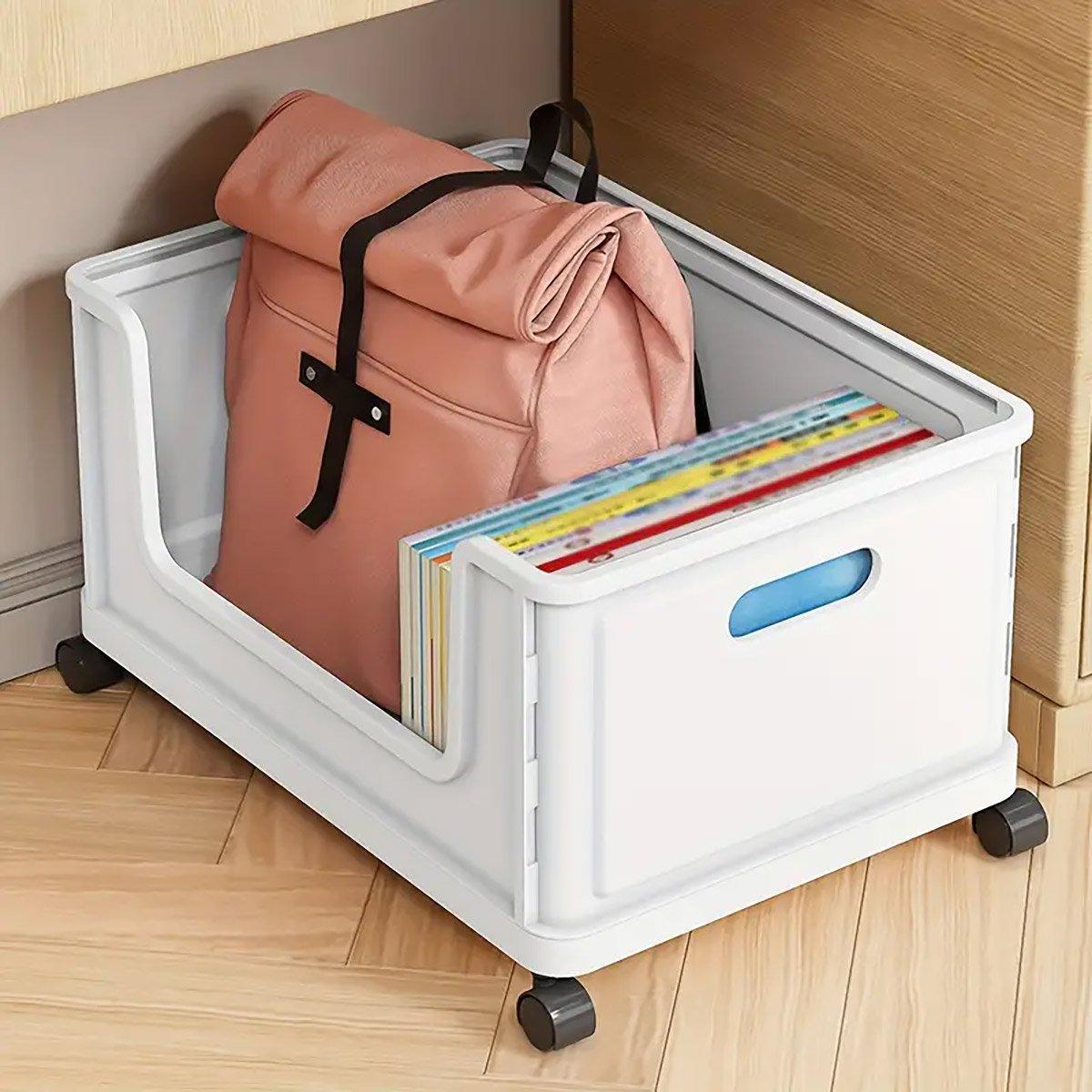 Under Desk Book Storage Box with Wheels Movable Classroom Student Organiser Rack - Blue V528-STORAGE-BLUE-744055