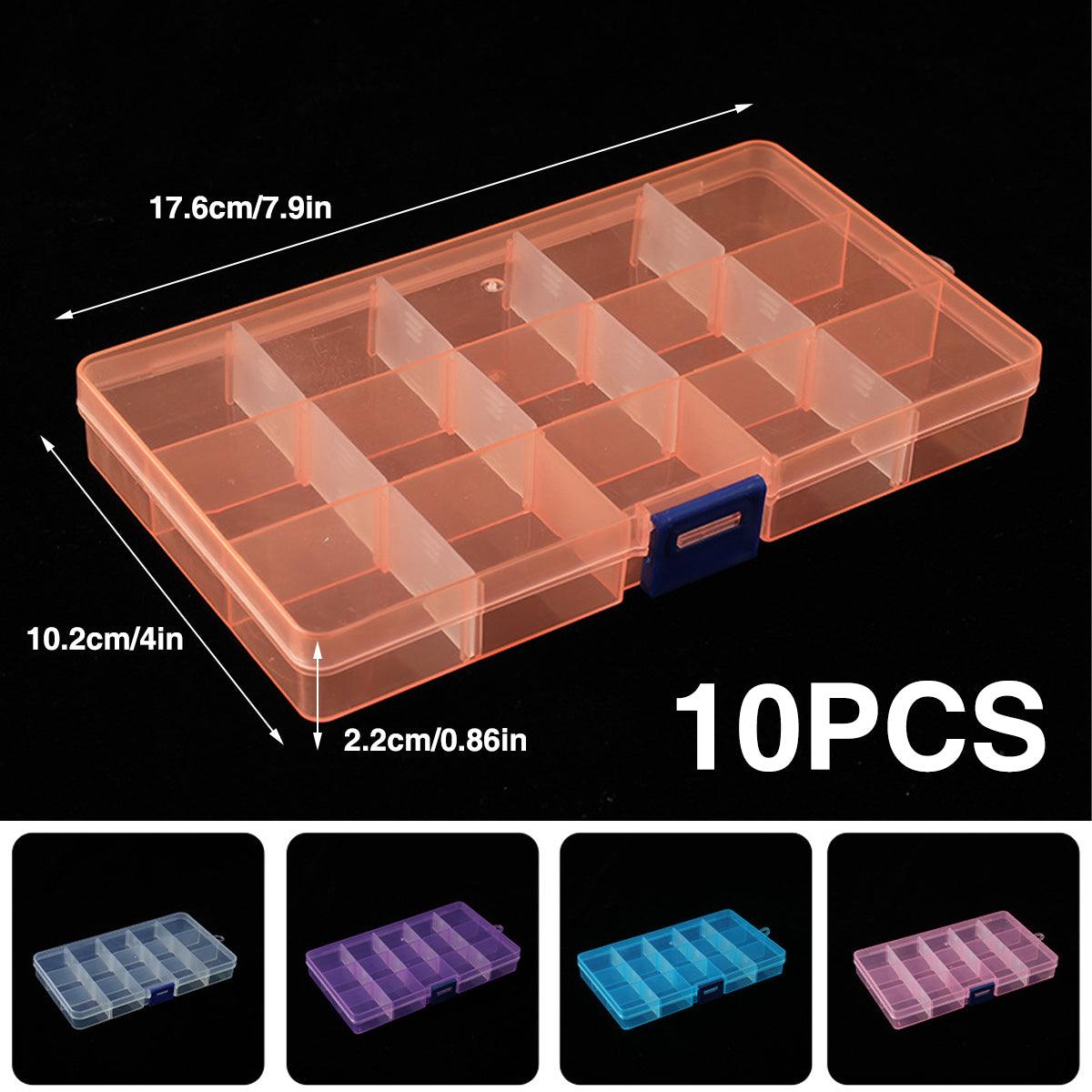 10pcs 15Compartments Plastic Box Case Bead Storage Organizer Jewelry Craft Box V528-STORAGE-BOX-10PCS-960124