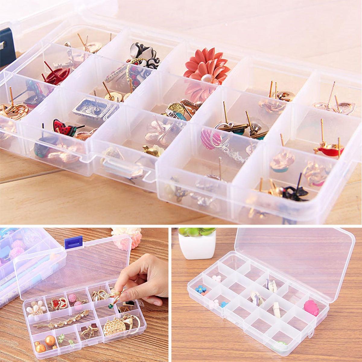 10pcs 15Compartments Plastic Box Case Bead Storage Organizer Jewelry Craft Box V528-STORAGE-BOX-10PCS-960124