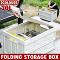 Folding Camping Storage Box Outdoor Stackable Container with Lid Home Organizer - White V528-STORAGE-BOX-30L-WHITE-911974