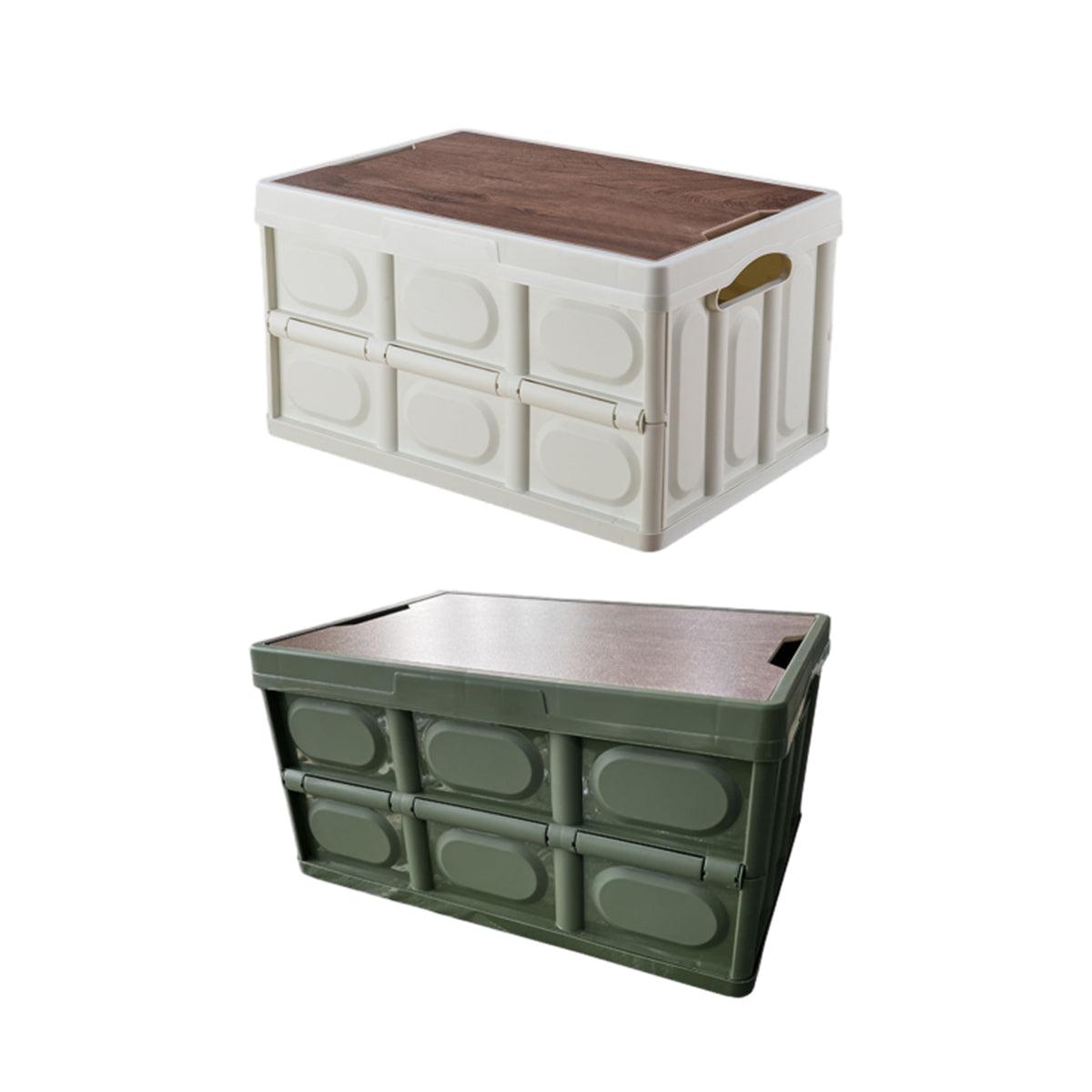 Folding Camping Storage Box Outdoor Stackable Container with Lid Home Organizer - White V528-STORAGE-BOX-30L-WHITE-911974
