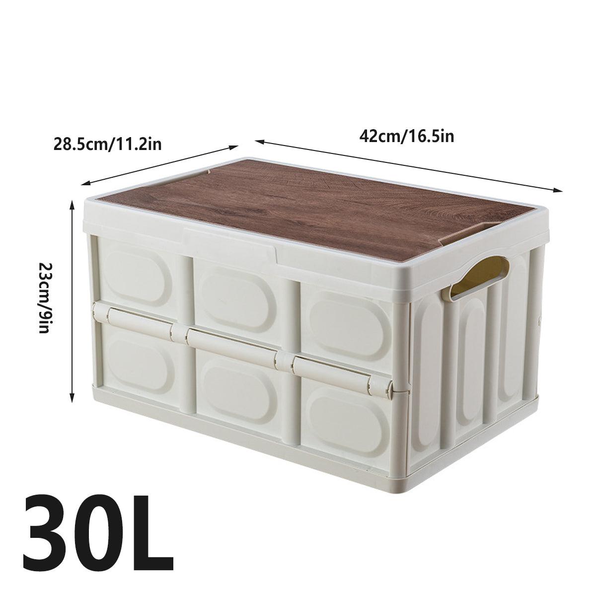 Folding Camping Storage Box Outdoor Stackable Container with Lid Home Organizer - White V528-STORAGE-BOX-30L-WHITE-911974
