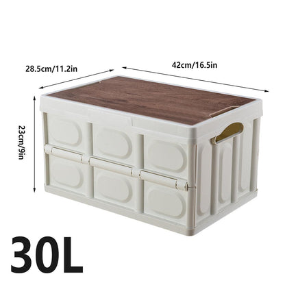 Folding Camping Storage Box Outdoor Stackable Container with Lid Home Organizer - White V528-STORAGE-BOX-30L-WHITE-911974