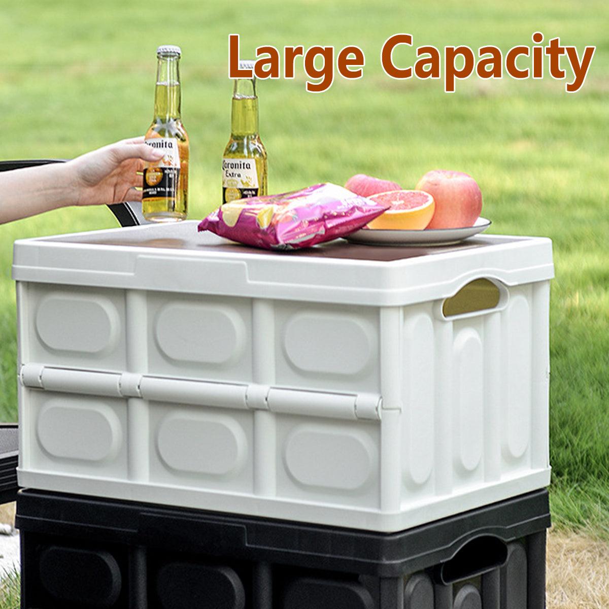 Folding Camping Storage Box Outdoor Stackable Container with Lid Home Organizer - White V528-STORAGE-BOX-30L-WHITE-911974