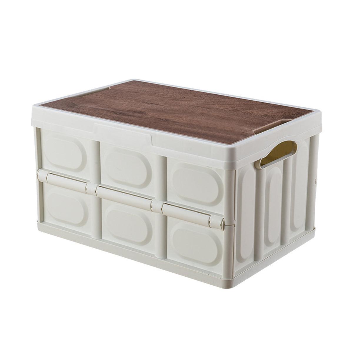 Folding Camping Storage Box Outdoor Stackable Container with Lid Home Organizer - White V528-STORAGE-BOX-30L-WHITE-911974