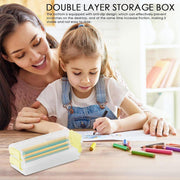 3PCS Clear Plastic Desktop Storage Box 2 Layer Holder DIY Stationery Pencil Case - Green V528-STORAGE-BOX-3PCS-GREEN-370814