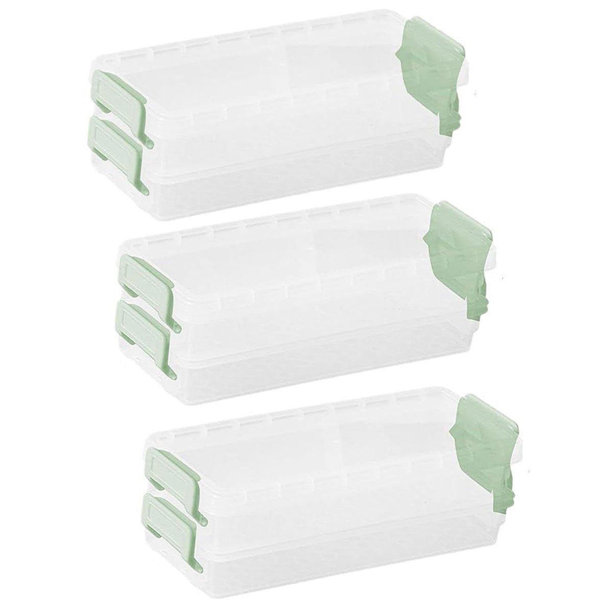 3PCS Clear Plastic Desktop Storage Box 2 Layer Holder DIY Stationery Pencil Case - Green V528-STORAGE-BOX-3PCS-GREEN-370814