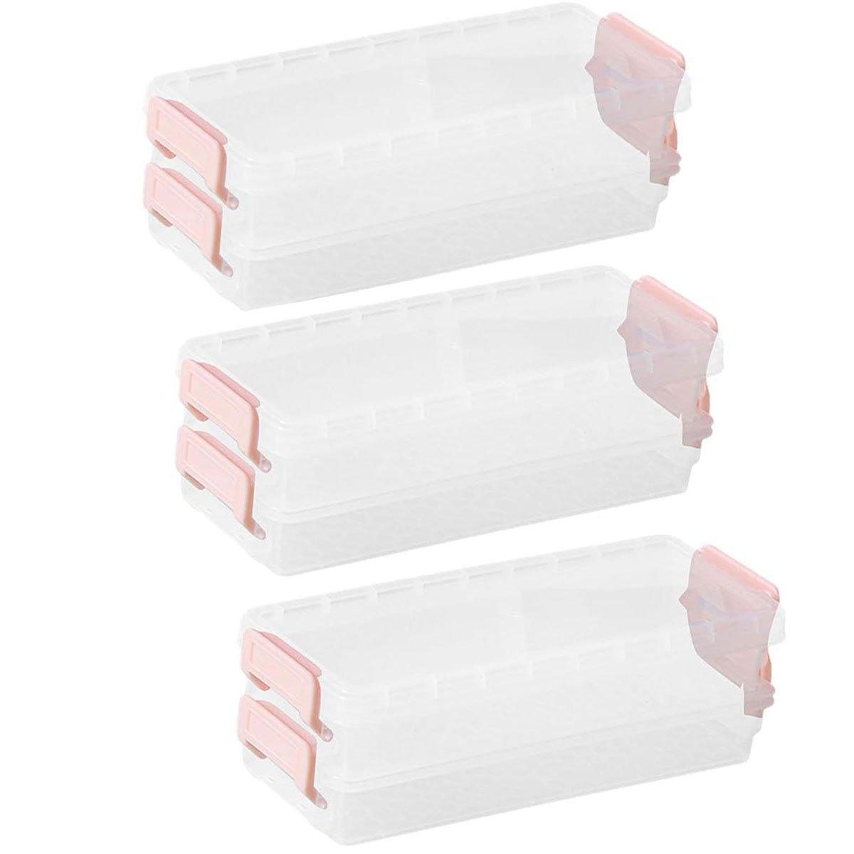 3PCS Clear Plastic Desktop Storage Box 2 Layer Holder DIY Stationery Pencil Case - Green V528-STORAGE-BOX-3PCS-GREEN-370814