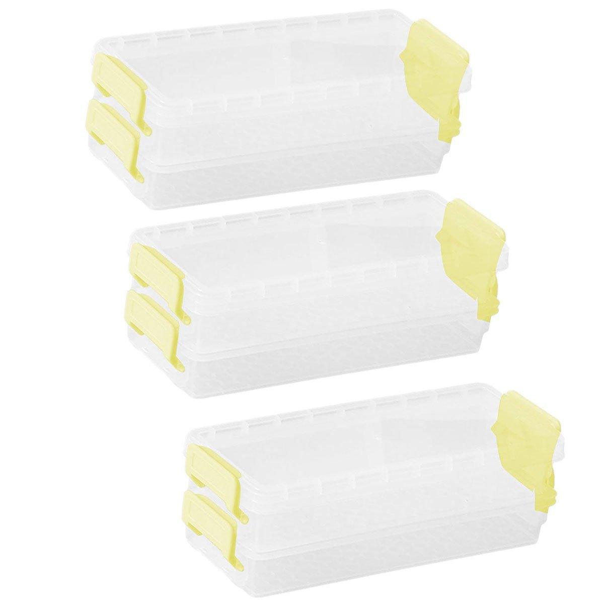 3PCS Clear Plastic Desktop Storage Box 2 Layer Holder DIY Stationery Pencil Case - Green V528-STORAGE-BOX-3PCS-GREEN-370814