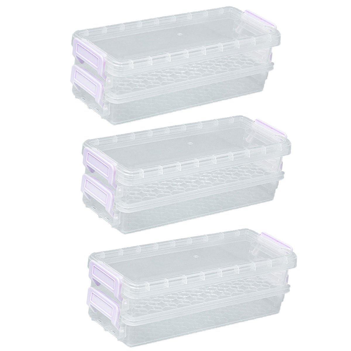 3PCS Clear Plastic Desktop Storage Box 2 Layer Holder DIY Stationery Pencil Case - Green V528-STORAGE-BOX-3PCS-GREEN-370814