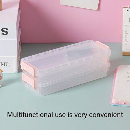 3PCS Clear Plastic Desktop Storage Box 2 Layer Holder DIY Stationery Pencil Case - Grey V528-STORAGE-BOX-3PCS-GREY-941025