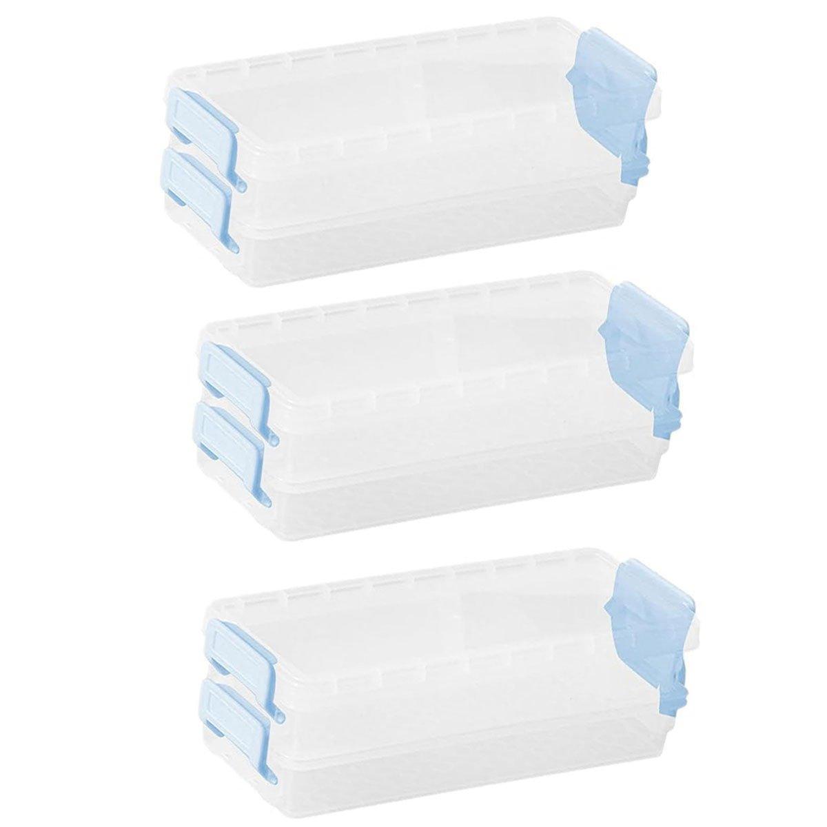 3PCS Clear Plastic Desktop Storage Box 2 Layer Holder DIY Stationery Pencil Case - Grey V528-STORAGE-BOX-3PCS-GREY-941025