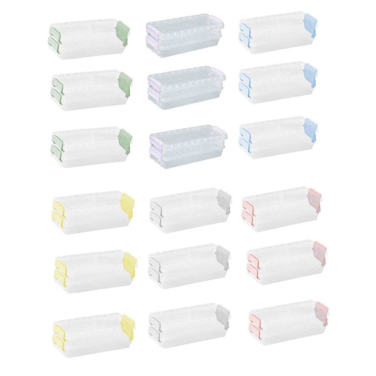 3PCS Clear Plastic Desktop Storage Box 2 Layer Holder DIY Stationery Pencil Case - Yellow V528-STORAGE-BOX-3PCS-YELLOW-185616