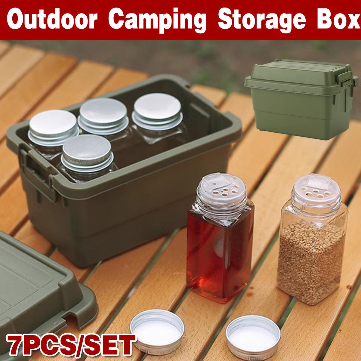 7pcs Portable Spice Bottle Set Travel BBQ Camping Storage Container Organizer V528-STORAGE-BOX-ARMY-GREEN-7PCS478541