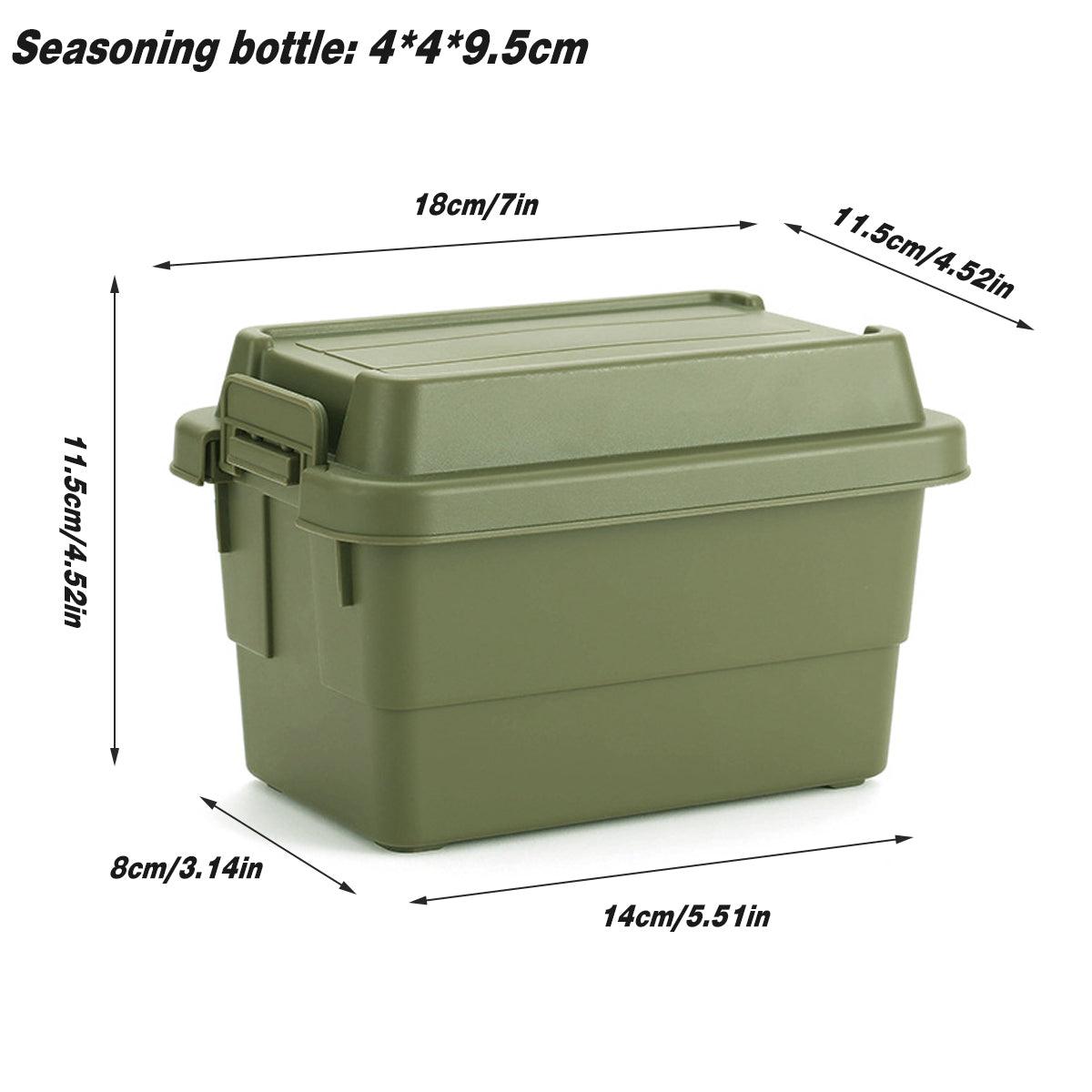 7pcs Portable Spice Bottle Set Travel BBQ Camping Storage Container Organizer V528-STORAGE-BOX-ARMY-GREEN-7PCS478541
