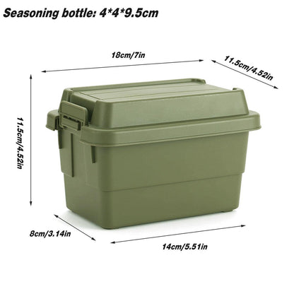 7pcs Portable Spice Bottle Set Travel BBQ Camping Storage Container Organizer V528-STORAGE-BOX-ARMY-GREEN-7PCS478541
