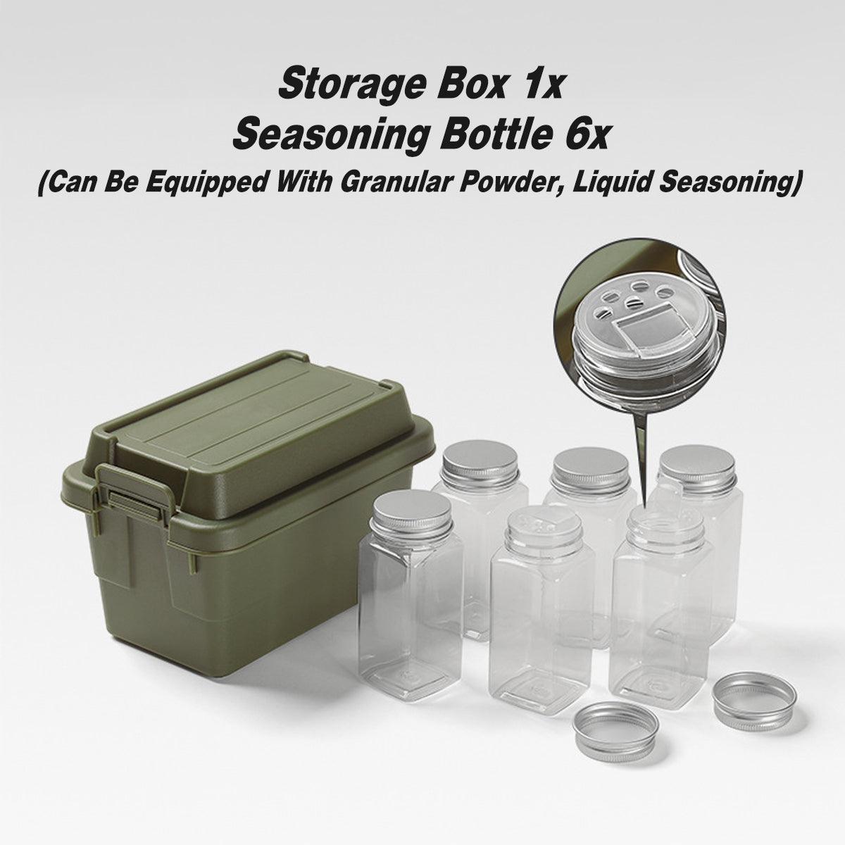 7pcs Portable Spice Bottle Set Travel BBQ Camping Storage Container Organizer V528-STORAGE-BOX-ARMY-GREEN-7PCS478541