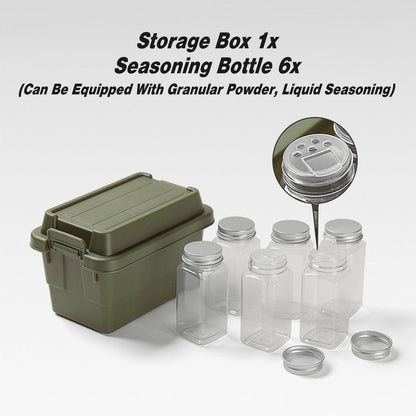 7pcs Portable Spice Bottle Set Travel BBQ Camping Storage Container Organizer V528-STORAGE-BOX-ARMY-GREEN-7PCS478541
