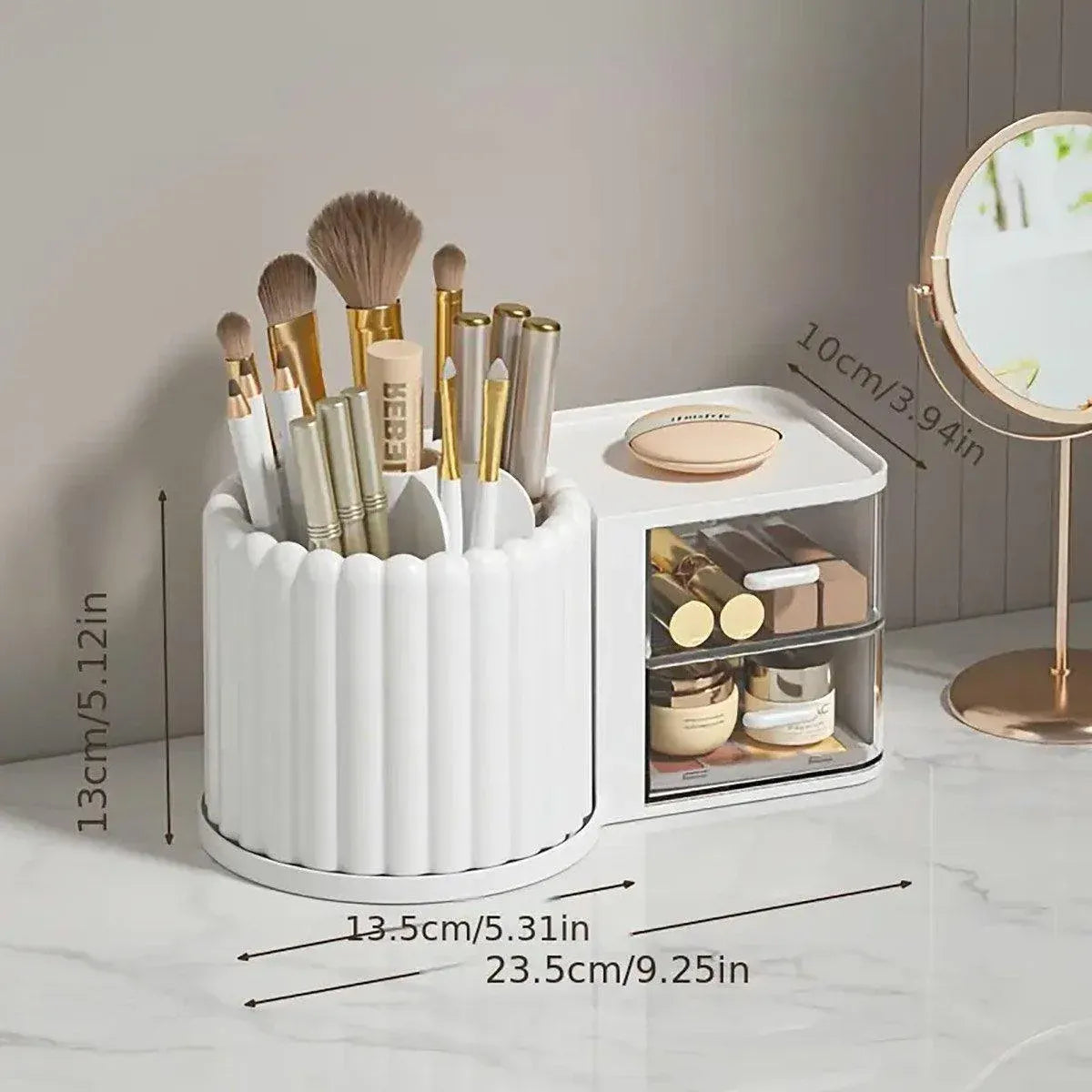 Rotating Cosmetic Pen Holder Dustproof Waterproof Storage Box Sanitary Organizer - White V528-STORAGE-BOX-WHITE-809103