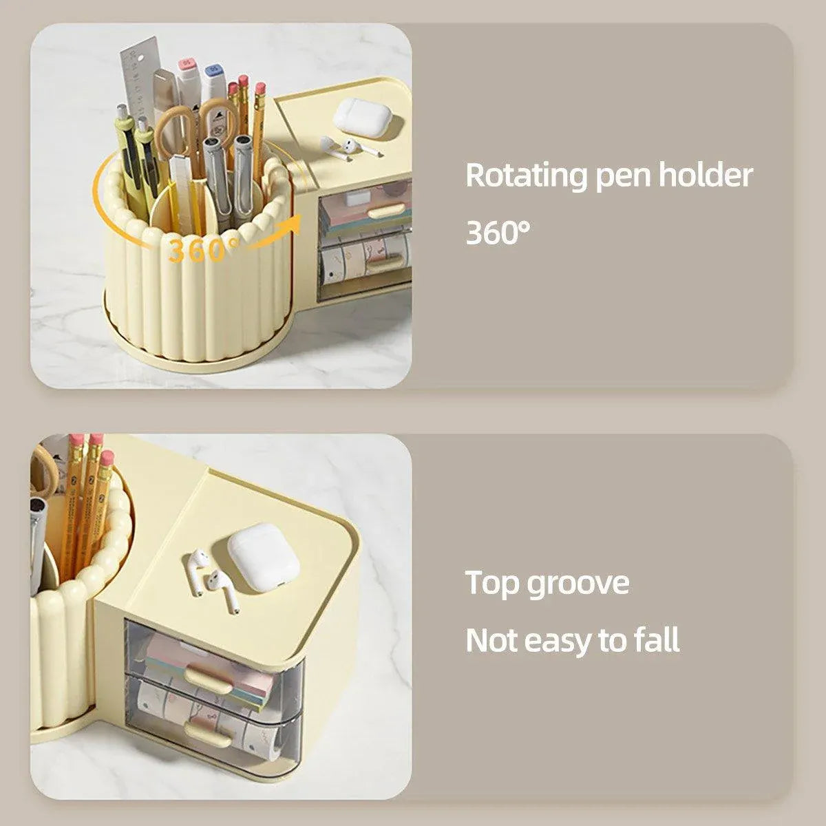 Rotating Cosmetic Pen Holder Dustproof Waterproof Storage Box Sanitary Organizer - White V528-STORAGE-BOX-WHITE-809103