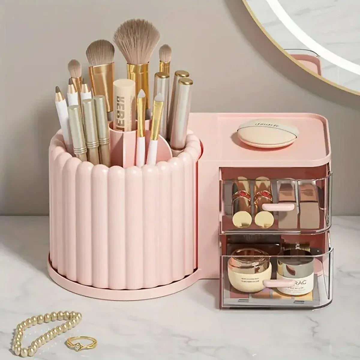 Rotating Cosmetic Pen Holder Dustproof Waterproof Storage Box Sanitary Organizer - White V528-STORAGE-BOX-WHITE-809103