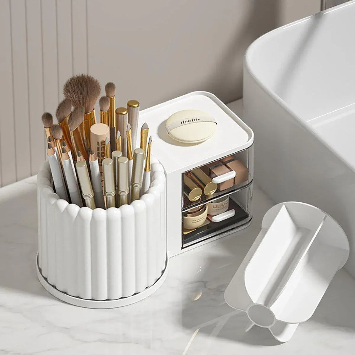 Rotating Cosmetic Pen Holder Dustproof Waterproof Storage Box Sanitary Organizer - White V528-STORAGE-BOX-WHITE-809103