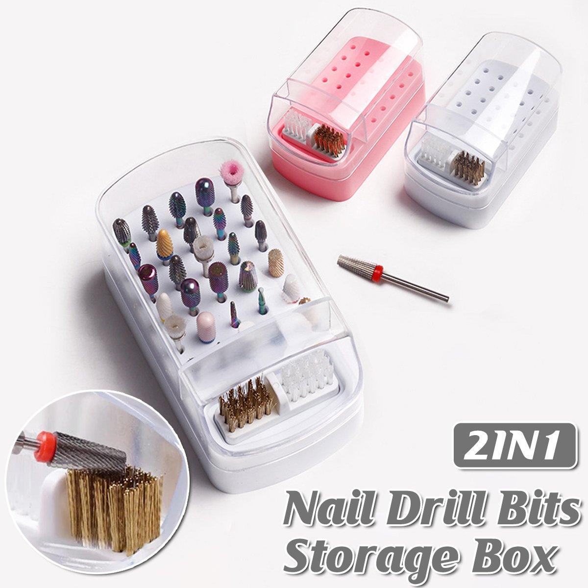 Nail Drill Bit Holder 30 Hole Dustproof Organizer Display Storage Box Nail Tool - White V528-STORAGE-BOX-WHITE-845127