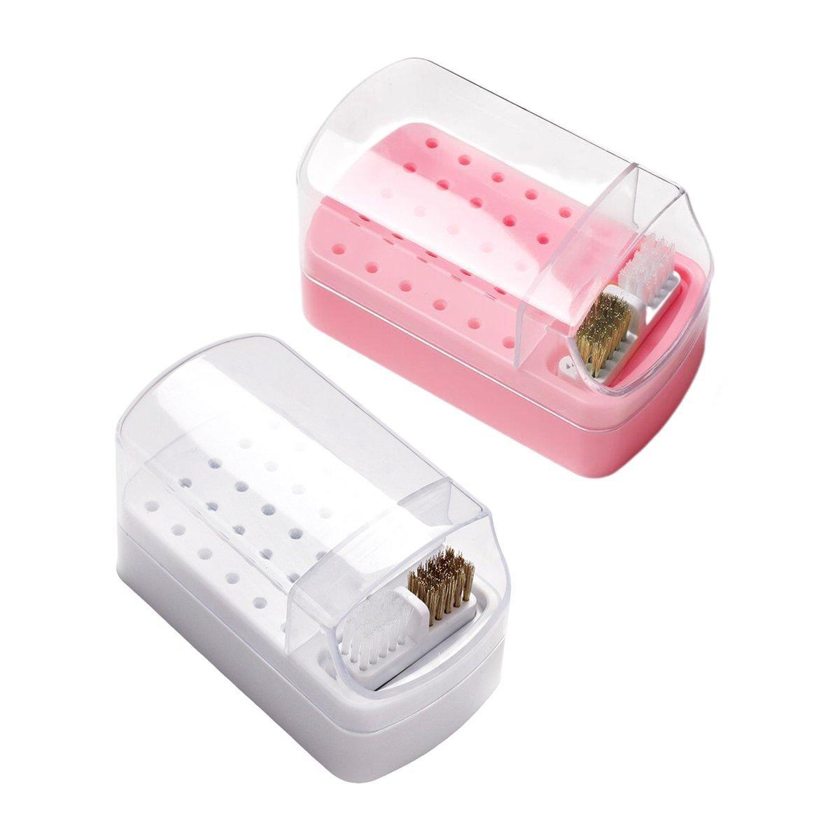 Nail Drill Bit Holder 30 Hole Dustproof Organizer Display Storage Box Nail Tool - White V528-STORAGE-BOX-WHITE-845127