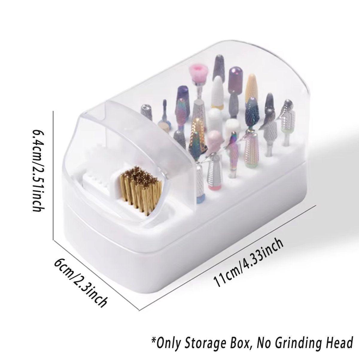 Nail Drill Bit Holder 30 Hole Dustproof Organizer Display Storage Box Nail Tool - White V528-STORAGE-BOX-WHITE-845127