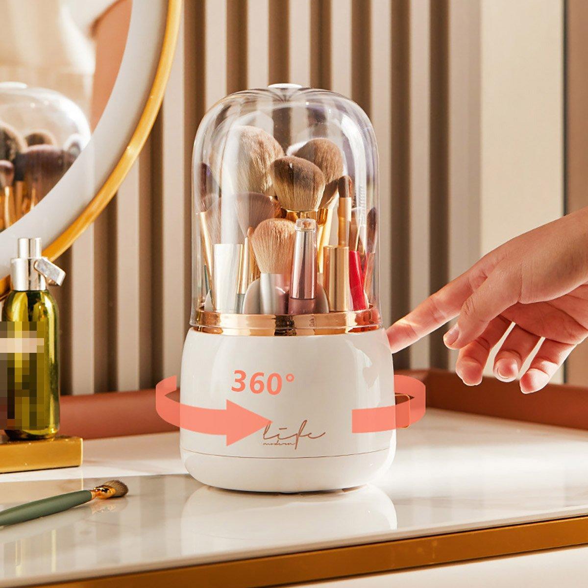 Luxury Cosmetic Brush Box Dustproof Makeup Storage Box for Lipstick Eyebrow Pen - White V528-STORAGE-BUCKET-WHITE-690361